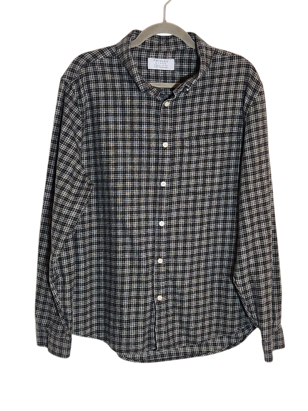 Primark Black and White Plaid Flannel Button Down Shirt Size XL